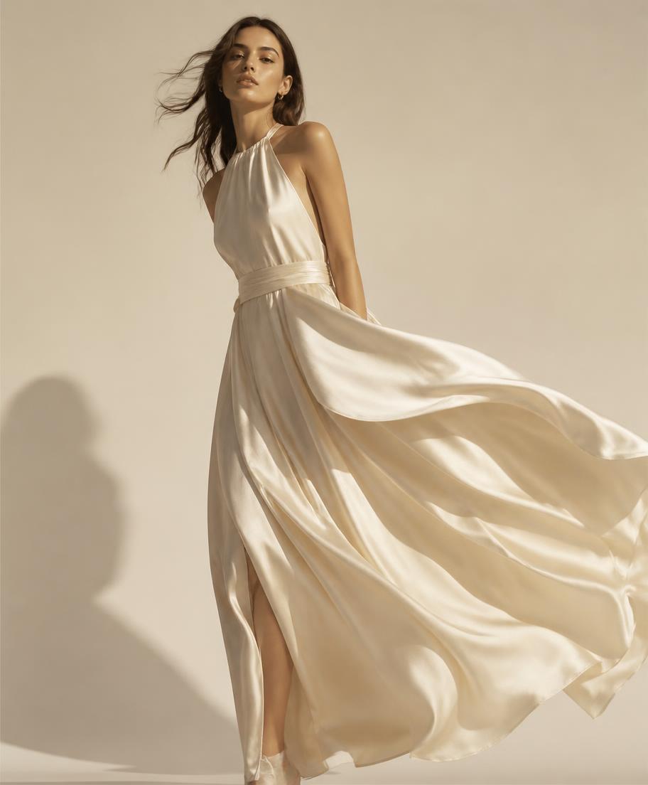 Cream silk maxi dress